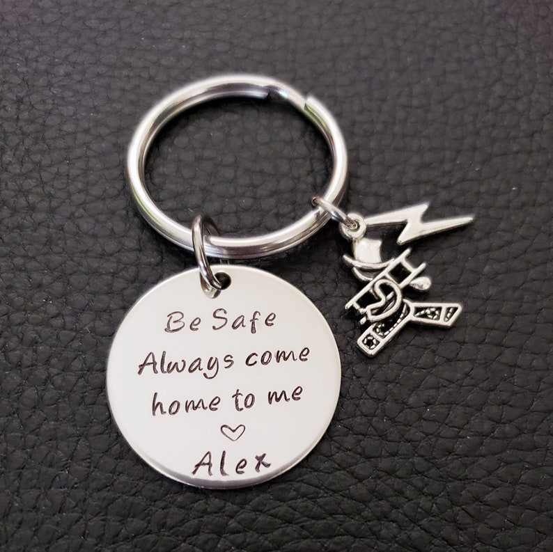 Lineman Be Safe Key Chain with Lineman Charm Lineworker Be Safe Gift Always Come Home to Me