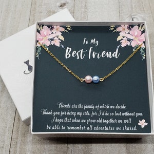 Best Friend Necklace, Personalized BFF Necklace with Swarovski Pearl, Pearl Necklace for Friend, Friendship Necklace, Gift for Best Friend