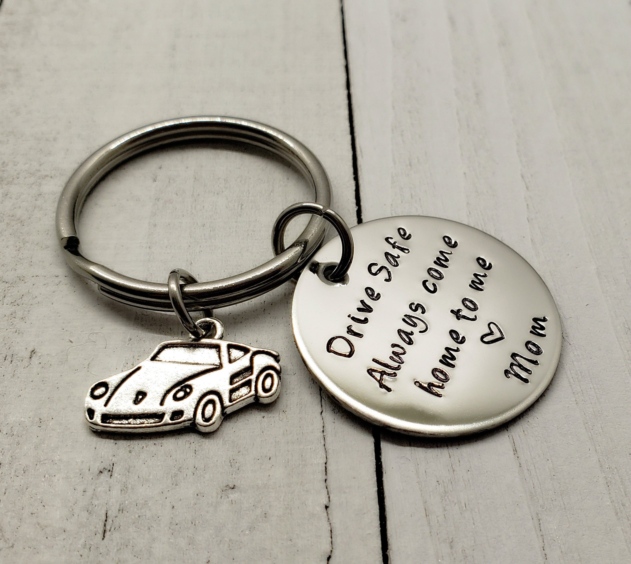 Drive Safe Keychain, Car Charm Keychain, Always Come Home to Me Keychain,  First Driver Gift, New Driver Be Safe, Come Home Safe Keychain