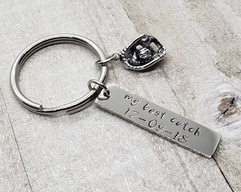 My Best Catch Baseball Mitt Keychain, Anniversary Gift for Him, Personalized Baseball Key Ring