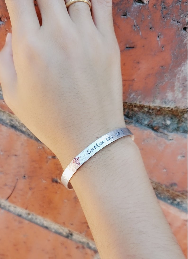 Personalized Inside Stamping Available Type 2 Diabetes Handmade Medical Alert ID Bracelet for Women Adjustable Medical Bracelets Cuff
