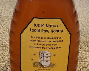 2 lb. Natural Raw Honey from Ohio -  Local Unfiltered  - Two Pound Glass Jar