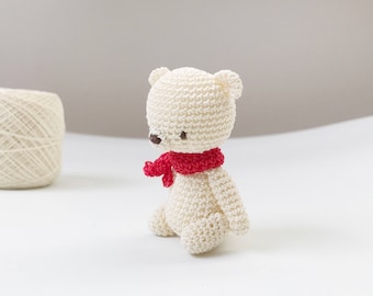 TINY BEAR crochet amigurumi bear wearing a scarf, handmade, Valentine's Day gift, Birthday gift, Mother's Day gift, keepsake