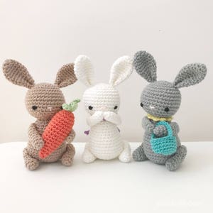 BUNNY trio set, amigurumi bunny set, crochet bunny set, Easter gift, gift for kids, crochet toy, easter decoration, easter basket gif image 1