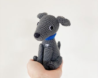 Customisable GREYHOUND crochet amigurumi, crochet dog, amigurumi dog, greyhound pointer gift, gift for kids