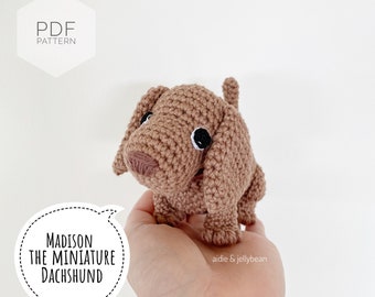 AMIGURUMI PATTERN/ tutorial (English) Amigurumi Dachshund Dog - "Madison the Miniature Dachshund Puppy" pdf - US terminology