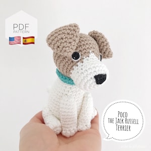 AMIGURUMI PATTERN/ tutorial (English/Español) Amigurumi Jack Russell Terrier  - "Poco the Jack Russell Terrier Puppy" pdf - US terminology