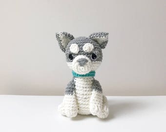 Amigurumi de ganchillo HUSKY personalizable con collar, husky de ganchillo, husky amigurumi, regalo para amantes de los husky, regalo de husky, juguete de ganchillo husky, juguete de husky