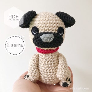 AMIGURUMI PATTERN/ tutorial (English) Amigurumi Pug Dog - &quot;Ollie the Pug Puppy&quot; pdf - US terminology