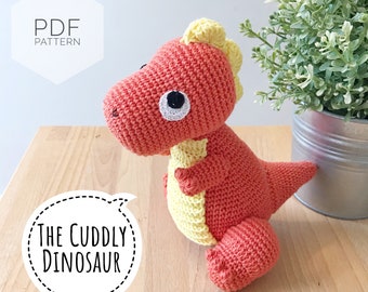 AMIGURUMI PATTERN/ tutorial (English) Amigurumi Dinosaur - "The Cuddly Dinosaur" pdf - US terminology