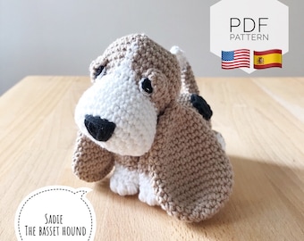PATRÓN AMIGURUMI/ tutorial (English/Español) Amigurumi Perro Basset Hound - "Sadie the Basset Hound Puppy" pdf - terminología americana