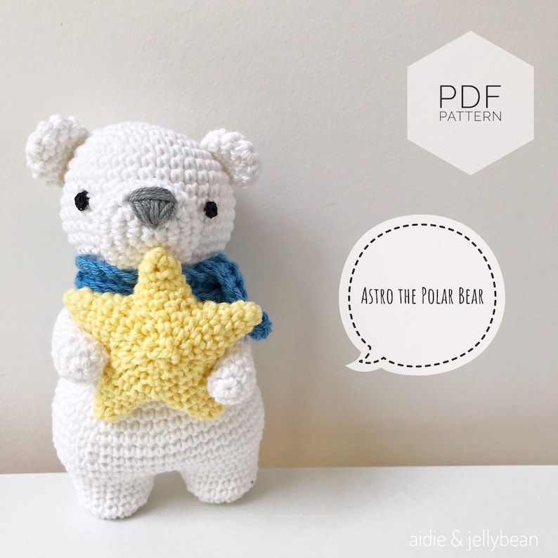 AMIGURUMI PATTERN/ tutorial English Amigurumi Polar Bear Astro the Polar Bear pdf US terminology image 1