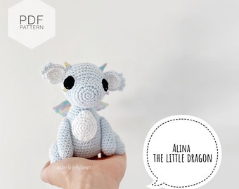 AMIGURUMI PATTERN/ tutorial (English) Amigurumi Dragon  - "Alina the Little Dragon" pdf - US terminology