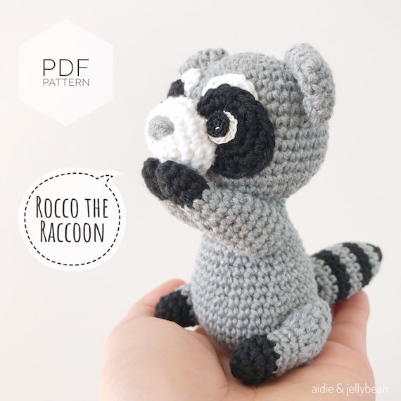 AMIGURUMI PATTERN/ tutorial (English) Amigurumi Raccoon - "Rocco the Little Raccoon" pdf - US terminology