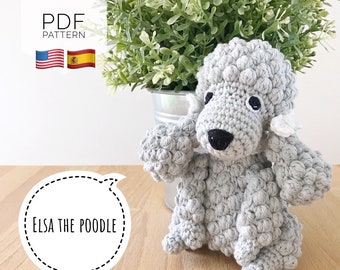 AMIGURUMI PATTERN/ tutorial (English/Español) Amigurumi Poodle Dog - "Elsa the Poodle Puppy" pdf - US terminology