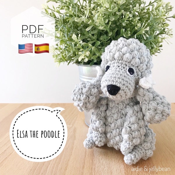 AMIGURUMI PATTERN/ tutorial (English/Español) Amigurumi Poodle Dog - "Elsa the Poodle Puppy" pdf - US terminology