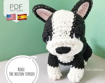 AMIGURUMI PATTERN/ tutorial (English/Español) Amigurumi Boston Terrier - "Roxie the Boston Terrier Puppy" pdf - US terminology