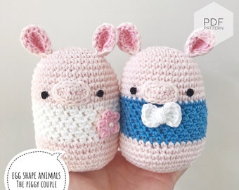 AMIGURUMI PATTERN/ tutorial (English) Amigurumi Pig "Egg Shaped Animals - The Happy Piggy Couple" pdf - Terminologie américaine