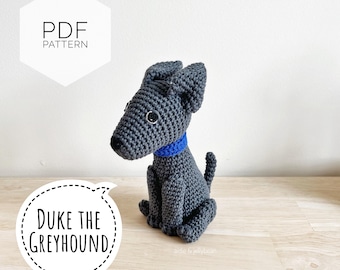 WZÓR AMIGURUMI/samouczek (angielski) Amigurumi Greyhound Dog - "Duke the Greyhound Puppy" pdf - terminologia amerykańska