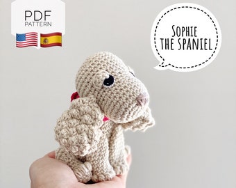 AMIGURUMI PATTERN/ Anleitung (English / Español) Amigurumi Spaniel Hund - "Sophie the Spaniel Welpe" pdf - US Terminologie