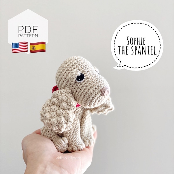 PATTERN AMIGURUMI/ tutorial (English / Español) Amigurumi Spaniel Dog - "Sophie the Spaniel Puppy" pdf - Terminologie américaine