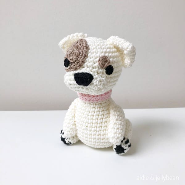 Customisable PIT BULL crochet amigurumi with collar, Crochet pit bull, pit bull lover gift, pit bull gift, pit bull crochet toy