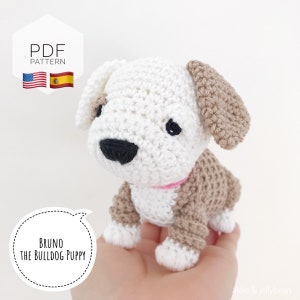 AMIGURUMI PATTERN/ tutorial (English/Español) Amigurumi Bulldog - "Bruno the Bulldog Puppy" pdf - US terminology