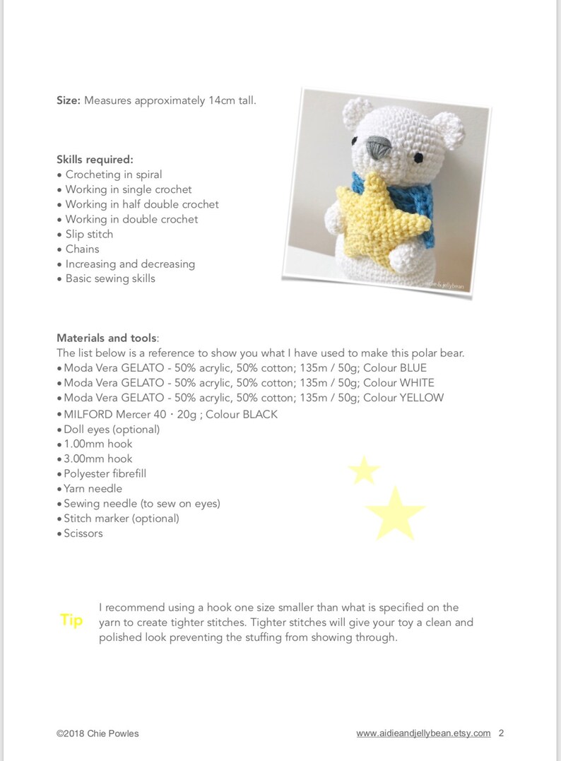 AMIGURUMI PATTERN/ tutorial English Amigurumi Polar Bear Astro the Polar Bear pdf US terminology image 3