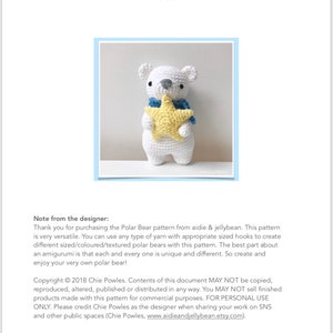 AMIGURUMI PATTERN/ tutorial English Amigurumi Polar Bear Astro the Polar Bear pdf US terminology image 2
