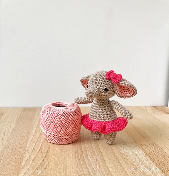 SMALL ELEPHANT crochet amigurumi elephant wearing a tutu and Etsy