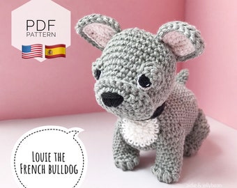 AMIGURUMI PATTERN/ tutorial (English/Español) Amigurumi French Bulldog - "Louie the French Bulldog Puppy" pdf - US terminology