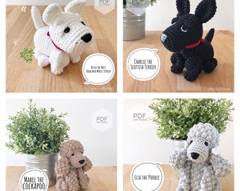 AMIGURUMI PATTERN/ tutorial Bundle (English) Amigurumi West Highland Terrier, Scottish Terrier, Cockapoo, Poodle pdf - US terminology