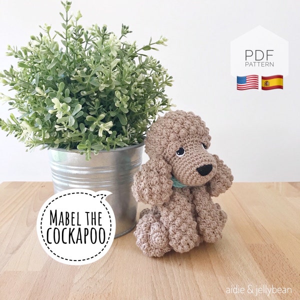 AMIGURUMI PATTERN/ tutorial (English/Español) Amigurumi Cockapoo Dog - "Mabel the Cockapoo Puppy" pdf - US terminology