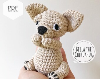 PATRÓN AMIGURUMI/ tutorial (inglés) Amigurumi Perro Chihuahua - "Bella la Cachorro Chihuahua" pdf - Terminología USA