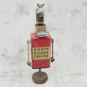 Upcycled Coffee Tin Robot - Eight O&#39;Clock Coffee Lover Gift