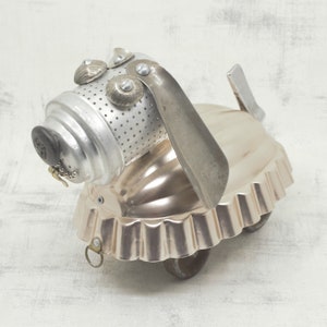Rollette the Robot Dog: Upcycled Metal Art Pet Sculpture