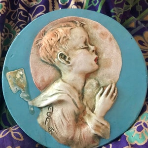 Vintage 1940s Alice Cranston Fenner “Praying Boy” Chalkware Wall Plaque Signed & Numbered Rare Baby Boy Gift