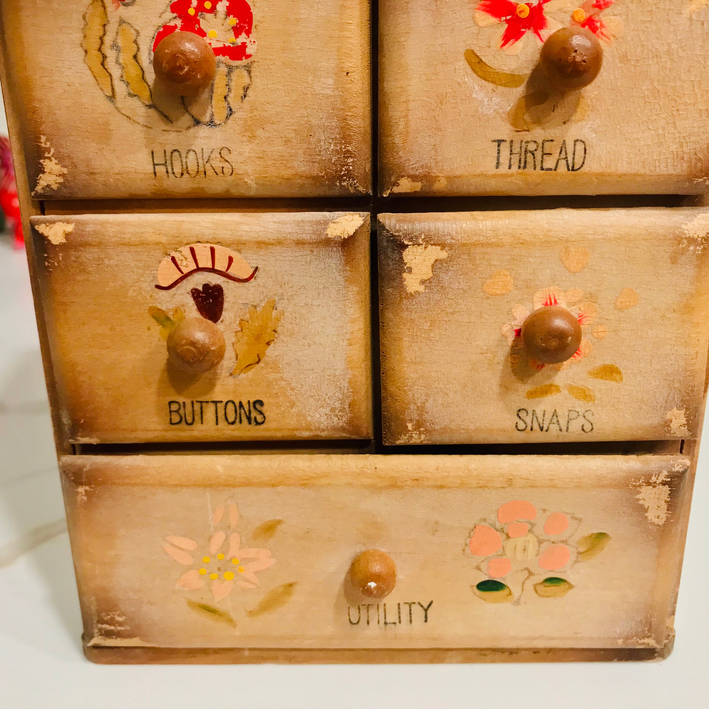 Antique Sewing Notions Wall Hanging Miniature Chest of Drawers Etsy