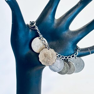 Antique World Coin Charm Bracelet Silver, Copper, Nickel Coins from 1890 to 1940 San Francisco, CA Provenance