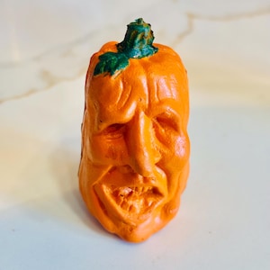 Vintage 1980s Todd Masters Grumpkins Soft Foam Anthropomorphic Pumpkin Head Finger Puppet 2.75”