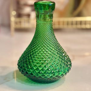 Vintage Empoli Rossini Glass Diamond Point Green Bottle Rare Shape Italy