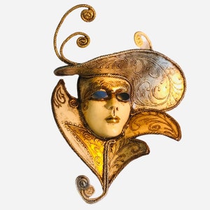 Venetian Hand Crafted Gilt Carnival Mask by Valentini & Pereno Wall Decor