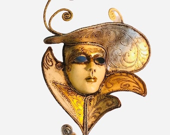Venetian Hand Crafted Gilt Carnival Mask by Valentini & Pereno Wall Decor
