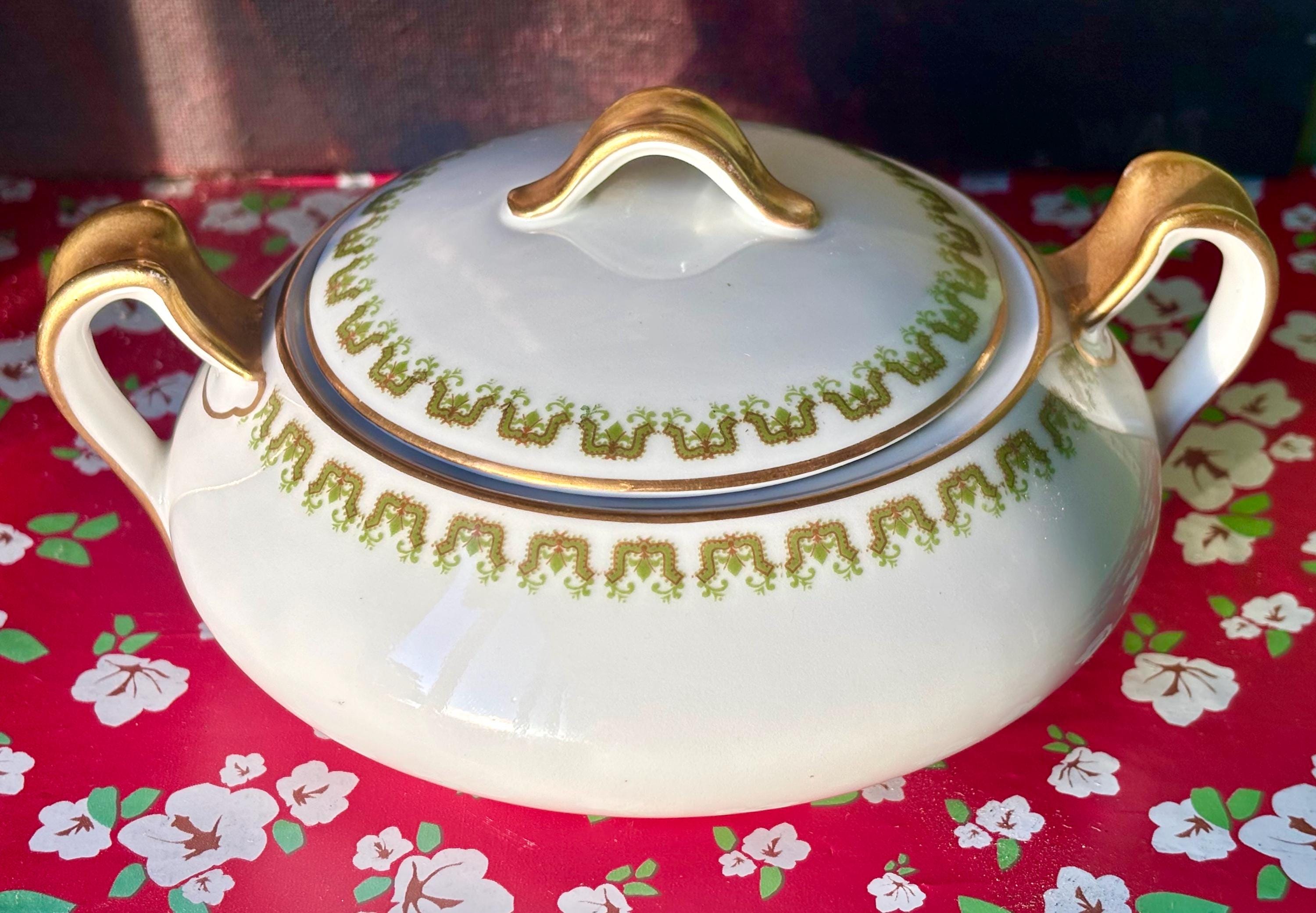 Antique Haviland Limoges Sugar Bowl Lidded Schleiger 272 Pattern