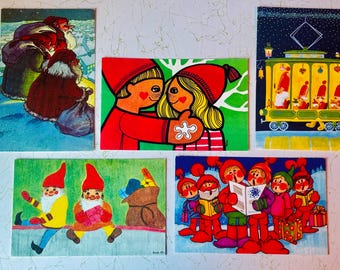 Vintage Finnish Holiday Postcards, Set of 5
