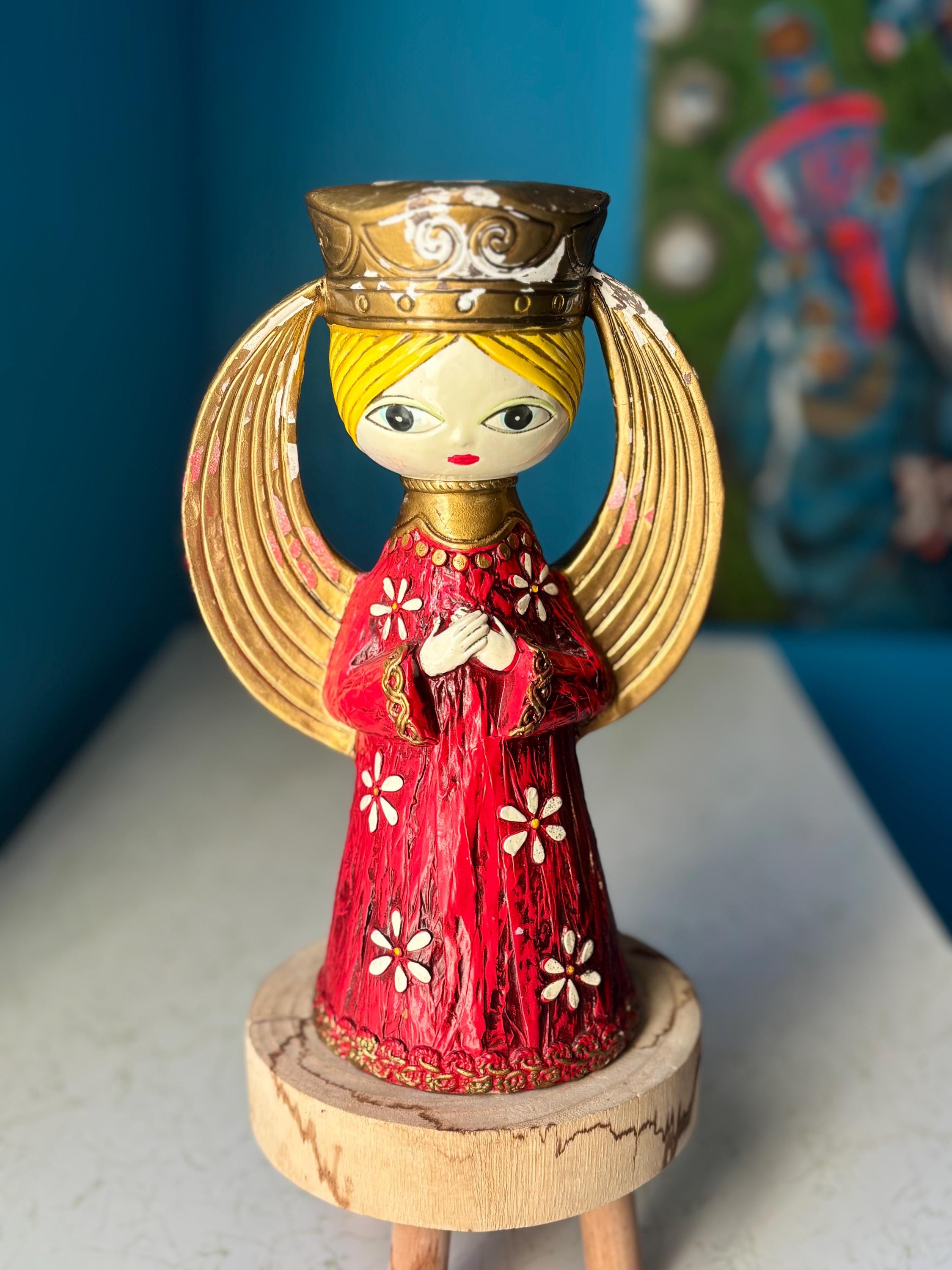 Vintage Dickson Papier-mâché Angel Candle Holder, MCM Christmas