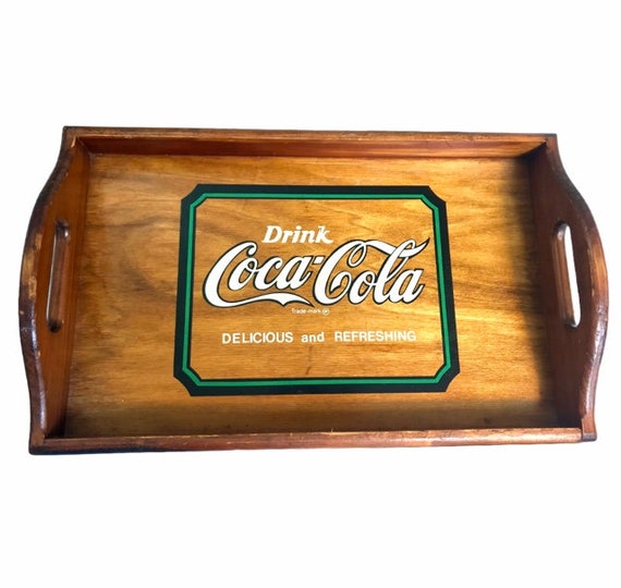 希少　ヴィンテージ　Coca-Cola 木製トレイ Vintage Coca Cola Wood Serving Tray or Wall Decor - Etsy