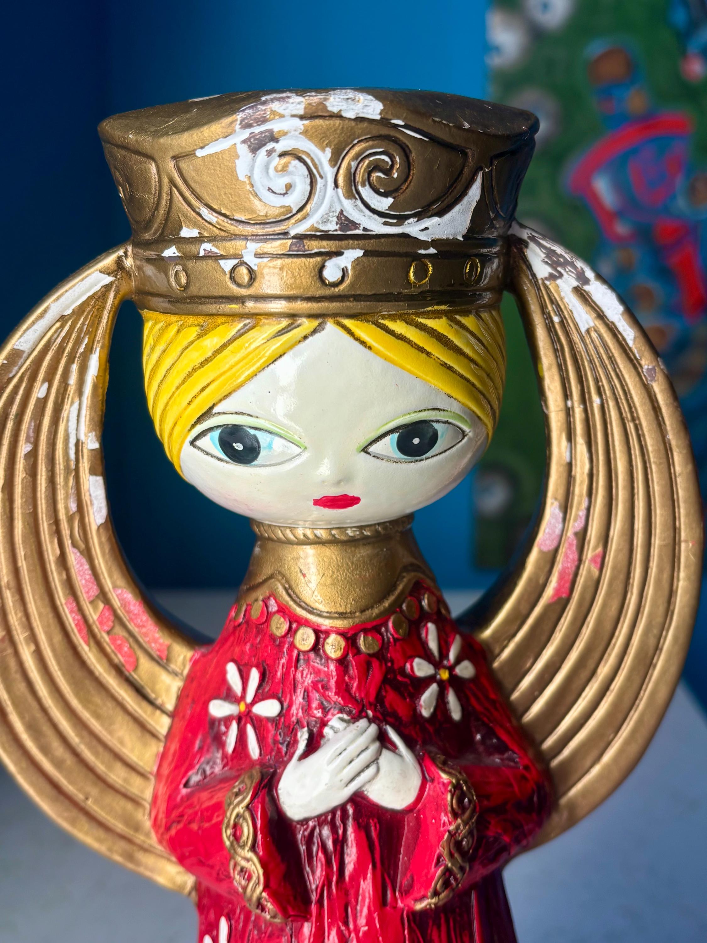 Vintage Dickson Papier-mâché Angel Candle Holder, MCM Christmas