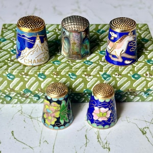 Assorted Vintage Thimbles | Cloissonne and Abalone
