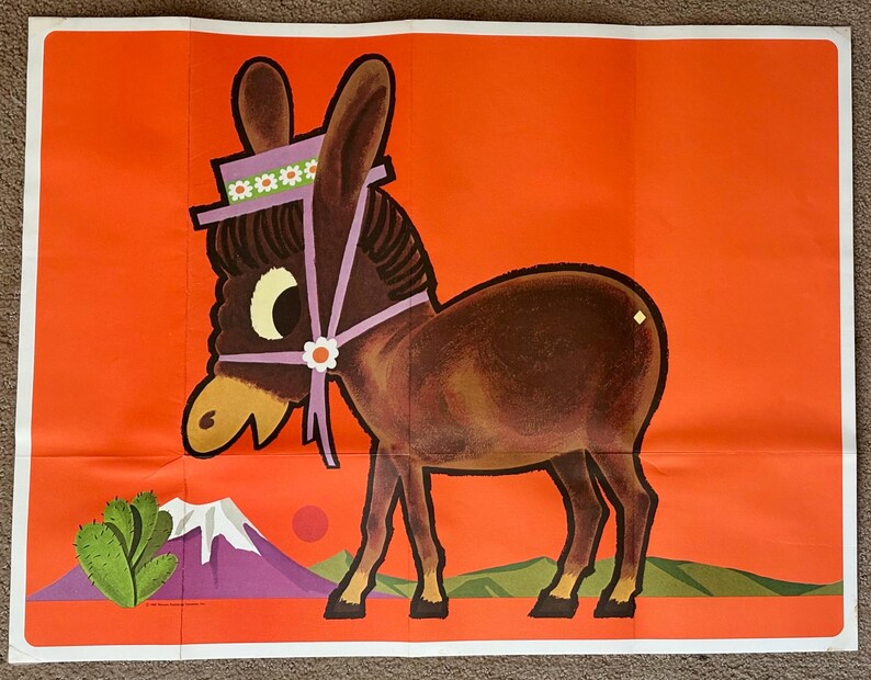Vintage 1970 Pin the Tail on the Donkey Party Game [read] 1970s ...